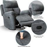 ANJ Swivel Rocker Recliner Chair, Manual Fabric Glider Nursery Recliner Chair, Single Rocking Modern Sofa Home Theater Seating for Living Room, Nursery (Dark Gray) ANJ