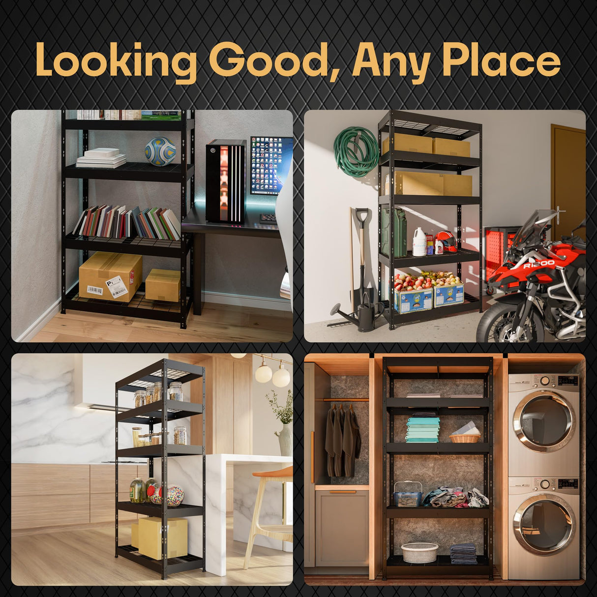 Metalkast Heavy-Duty Metal Garage Shelving | 71" H x 35" W x 18" D | Adjustable Industrial Storage Rack with Wire Shelves | 5-Tier Steel Shelving Unit, 5,000LB Capacity, Rust-Resistant Coating Metalkas