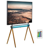 VIVO Artistic Easel 49 to 70 inch LED LCD Screen, Studio TV Display Stand with RGB Lighting, Adjustable TV Mount with 4 Wooden Legs, STAND-TV70D VIVO
