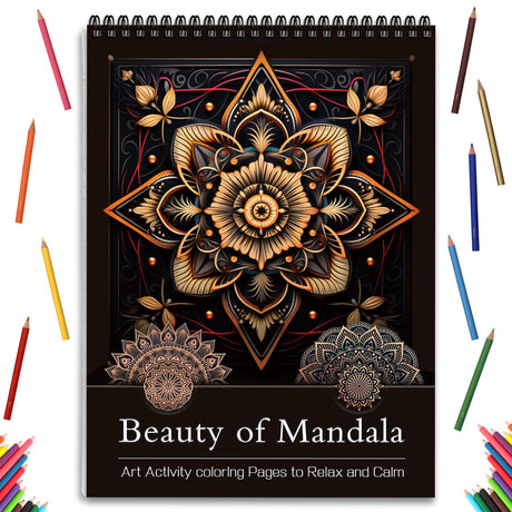 Mandala Coloring Book for Adults Relaxation Coloring Book for Women Spiral Bound Page Printed Single-Sided Thick Paper Gifts Arts and Crafts for Women to Relax 24 Mindfulness Coloring Mandala Pages ADEVIAN