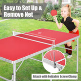 Goplus Foldable Ping Pong Table, 100% Preassembled, Portable Table Tennis Table Game Set with Net, 2 Table Tennis Paddles and Ping Pong Balls for Indoor Outdoor Use (Red-60'') Goplus