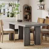 Gyfimoie 71" Large Dining Table, Rustic Farmhouse Dinner Table for 6 to 8 People, Rectangular Thick Kitchen Table with Heavy Duty Legs for Dining Room (Rustic Gray) Gyfimoie