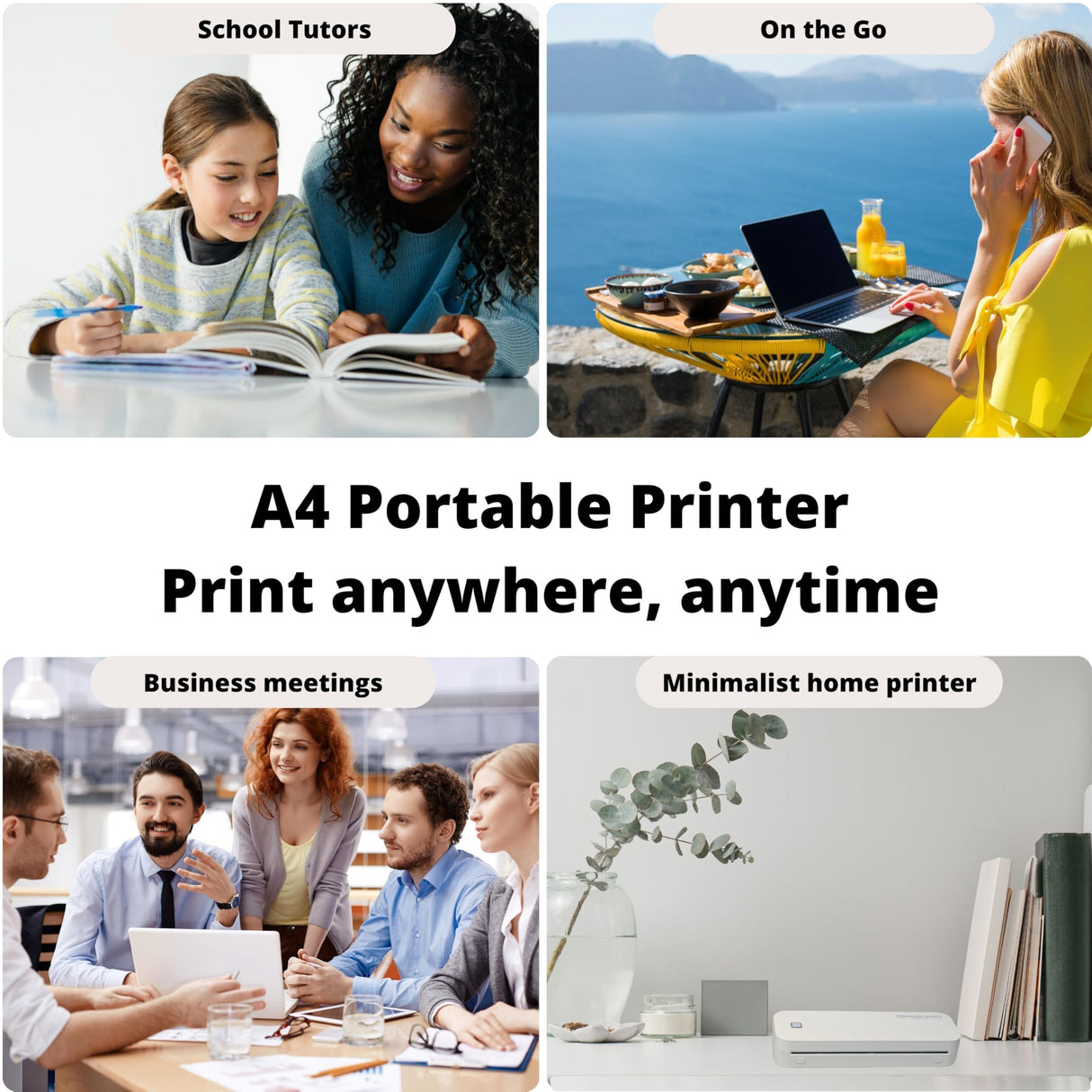 2025 Premium Portable Inkless Printer for Iphone, Android, Tablet, Laptop w/Bluetooth for home and school 8.5”x11” Thermal Printer-Wireless Mobile Printer w/FREE Shockproof Case, 3 rolls thermal paper STREAMLINED GADGETS