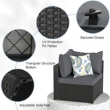 GOJOOASIS Patio Furniture Set Outdoor Sectional Sofa with Ottoman Wicker Couch Rattan Modular Seating Conversation Sets Porch Decor for Backyard, Balcony, Garden (Grey) GOJOOASIS