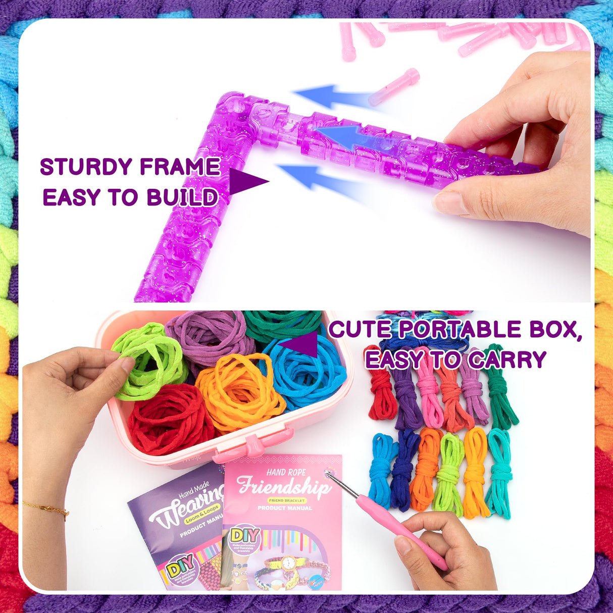 Find Scrapblooms DIY Weaving Loom Kit with Portable Box for Kids & Adults,Potholder Loom Kit,Crafts Projects for Friendship Bracelet,Gift Ideas for Girls Find Scrapblooms