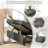 52" Sleeper Sofa with Pull-Out Bed, 3-in-1 Convertible Sofa Bed, Loveseat with Stepless Adjustable Backrest and Side Pocket, for Living Room Dorm Apartment, Linen, Dark Gray GOSUHI