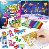 Alritz Arts and Crafts,Foil Crafts Fun Kit, Art Kit Toys for Kids Animals Space Cars, Foil Stickers Supplies,Travel Toys DIY Christmas Gifts for Girls Boys 4 5 6 7 8 9 10 11+ Years Old (6 Theme) Alritz