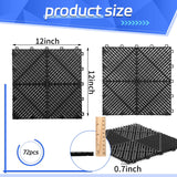 Barydat 72 Pcs Modular 12'' x 12'' Drainage Interlocking Floor Tiles Bulk Garage Cushion Mat Pool DIY Flooring Tiles Polypropylene Non Slip Tiles for Garage Outdoor Indoor Pool Shower Flooring (Black) Barydat