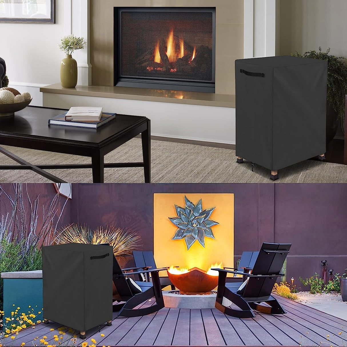 AKEfit 17IN Firewood Log Rack Cover, Waterproof Covers for firewood, Heavy Duty 600D Oxford Outdoor Firewood Storage Cover, Outdoor Log Holder Cover (Log Rack not Included) AKEfit