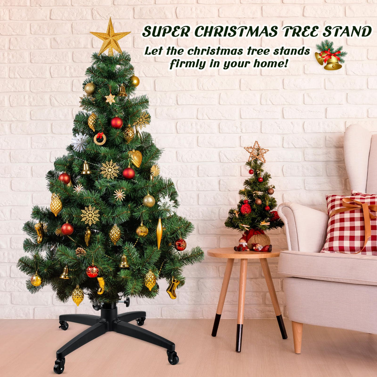 Chitidr Rolling Christmas Tree Stand for up to 9.8 Feet Tall Adjustable Artificial Fake Tree Stand Base with Casters Holder for Xmas Home Decoration Fit Chitidr