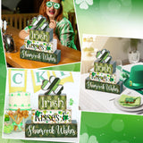 Huquary 4 Pcs Farmhouse St. Patrick's Day Table Sign Irish Table Wood Decorations Shamrock Clover Blocks Lucky Print St. Patrick's Day Tiered Tray Decor for Party Home Desk Huquary