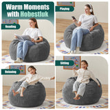 Hobestluk 3.5FT Bean Bag Chair Large Bean Bag with Filler Included Bean Bag Chairs for Adults Teardrop Bean Bag Chair with Removable Cover for Bedroom Living Room - (Large, Grey) Hobestluk