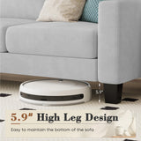 Homall Sofa for Living Room, Couch with Convertible Chaise, 3 Seat L-Shaped Sofas, Comfy Fabric Couches for Apartment, Small Space, Pale Gray Homall