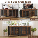 EasyCom 78 Inch Dog Cage Furniture for 2 Dogs, Extra Large Double Dog Crate Furniture Large Breed, XXL Thick Wooden Dog Crate Furniture TV Stand, Sturdy Dog Kennel Furniture Dog Crate with Divider EasyCom
