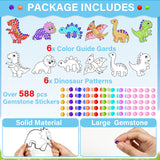 Qyeahkj 6 Pcs Dinosaur Arts Crafts DIY Dino Gem Diamond Suncatcher Crafts for Kids Dinosaur Diamond Painting Gifts Exchange for Kids Aged 4 6 8 10 12 for Home School Party Decor Qyeahkj
