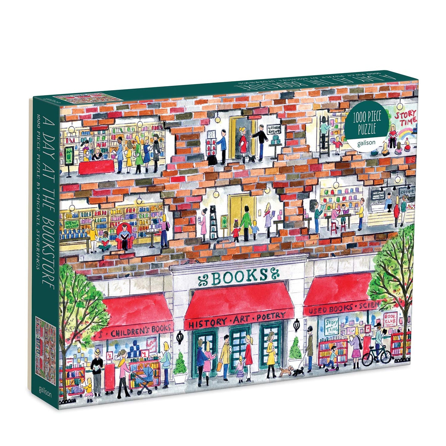 Galison Michael Storrings A Day at The Bookstore 1000 Piece Puzzle from Galison - Beautifully Illustrated Jigsaw Puzzle of a Local Bookstore, 27" x 20" Fun & Challenging, Unique Gift Idea