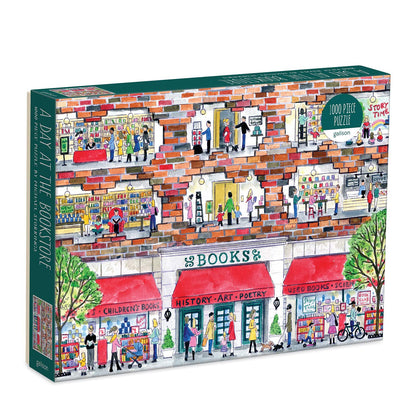 Galison Michael Storrings A Day at The Bookstore 1000 Piece Puzzle from Galison - Beautifully Illustrated Jigsaw Puzzle of a Local Bookstore, 27" x 20" Fun & Challenging, Unique Gift Idea