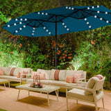 Sophia & William 15 ft Extra Large Patio Umbrella with Solar Lights, Rectangular Outdoor Umbrella with Base Included, Market Umbrella Double-sided Heavy Duty for Pool Garden Backyard, Cyan-blue Sophia & William