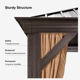 PURPLE LEAF 12' X 20' Outdoor Hardtop Permanent Galvanized Steel Gazebo Double Roof Canopy Aluminum Frame Patio Garden Pavilion with Netting and Curtains PURPLE LEAF