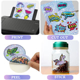 20 Sheets Holographic Printable Sticker Paper, 8.5x11 Inch Vinyl Sticker Paper for Inkjet & Laser Printer, Waterproof Dries Quickly Sticker Paper - Diamond/Rainbow/Glossy White/Star Cosrk