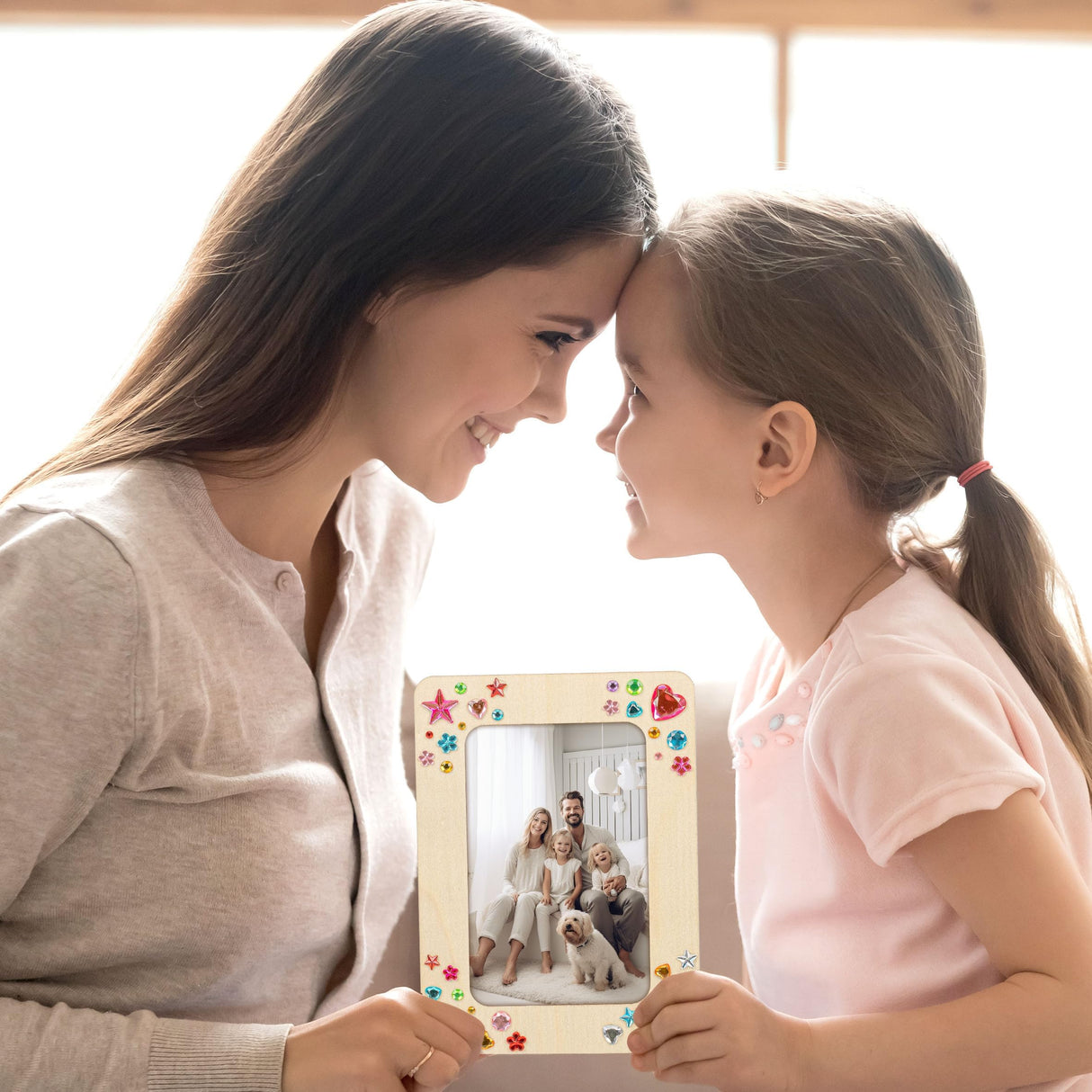 Lesnala 6Pcs Unfinished Wood Picture Frames with 4 Sheets Crystal Diamond Stickers Crafts DIY Kits for Adults Kids Party Present Fits 4 X 6 Inch Photo Lesnala