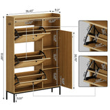 IDEALHOUSE Rattan Shoe Cabinet, Shoe Cabinets with 3 Flip Drawers, Free Standing Narrow Shoe Storage Organizer with Adjustable Shelves, Shoe Rack Cabinet for Entryway, Fence On Top, Natural IDEALHOUSE