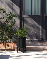 Veradek Demi Series Round Planter w/ Stand for Porch/Patio | Durable Plastic-Concrete & Wooden Stand | Modern Décor for Tall Plants, Flowers Veradek