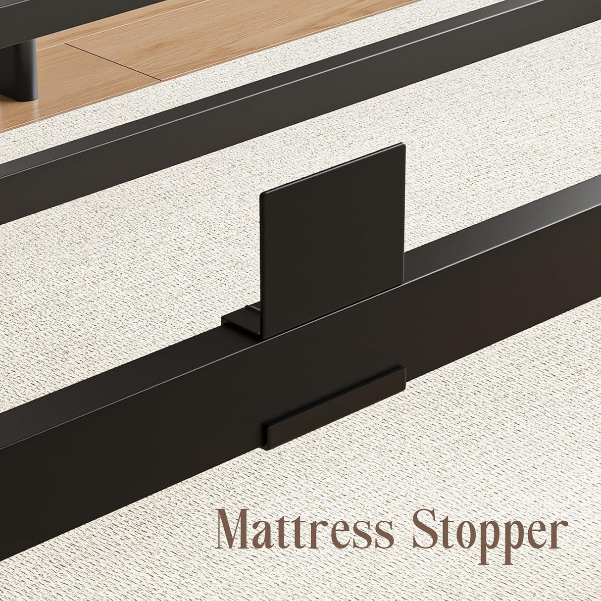 XUKIL 14 Inch Metal Bed Frame Queen Size, Heavy Duty Balck Platform Queen Size Bed Frame with Round Corner Legs, Mattress Slide Stopper, No Box Spring Needed, Easy Assembly XUKIL