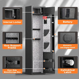 SUNCROWN 4-8 Rifle Gun Safe, Long Gun Safes for Rifles and Shotguns, Quick Access Rifle Safe with Numeric Keypad for Home Use, Metal Long Gun Safe Cabinet with 3 Adjustable Removable Brackets, Black SUNCROWN