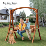 VINGLI Heavy Duty Wooden Swing Frame for Adults Kids, Strong A-Frame Porch Swing Bench Stand for Indoor & Outdoor, Curved Arc Top Design, Supports Up to 660 LBS VINGLI