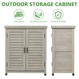 Outdoor Storage Cabinet & Potting Bench Table with Metal Top, Wooden Patio Furniture, Garden Workstation (Accent Grey, 36x31x17in) SoliWood