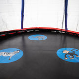 SKYWALKER TRAMPOLINES 48” Round, Indoor Outdoor Mini Trampoline for Kids Toddler Bouncer with Enclosure Net, Padded Frame, Cover and Handlebar, No-Gap Safe Design, Zoo Adventure Skywalker Trampolines