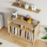 ChooChoo Record Player Stand, Turntable Stand with Vinyl Storage, Record Player Cabinet Up to 350 Albums, Cube Storage Organizer for Living Room, Natural ChooChoo