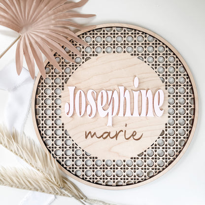 Custom Boho Wood & Acrylic Personalized Name Sign, 3D Layered Handmade Rattan Wall Decor for Nursery or Child's Bedroom - Gift for Baby Shower, - WoodArtSupply