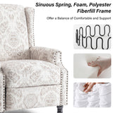 Recliner Chair, Upholstered Wingback Floral Pushback Armchair with Adjustable Backrest & Footrest, Comfy Accent Chair Reading Single Sofa for Small Spaces, Living Room, Bedroom (Beige, Set of 1) DREAMSIDEA