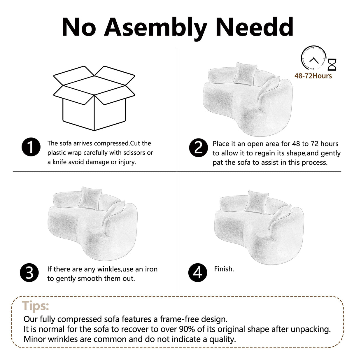 67”Curved Loveseat Sofa for Living Room, Deep Seat Love Seat Couch with 2 Throw Pillows, Modern Loveseat Adopt Teddy Fabric, Suitable Small Spaces The Cloud Loveseat, No Assembly Needed, Grey OmniLuxe