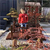 Garden Bridges 55" Rustic Fish Pond Bridge with Double Siderails, Wooden Garden Bridge Lawn Décor Arc Footbridge for Backyard Creek Stream,Easy to Assemble WoodArtSupply