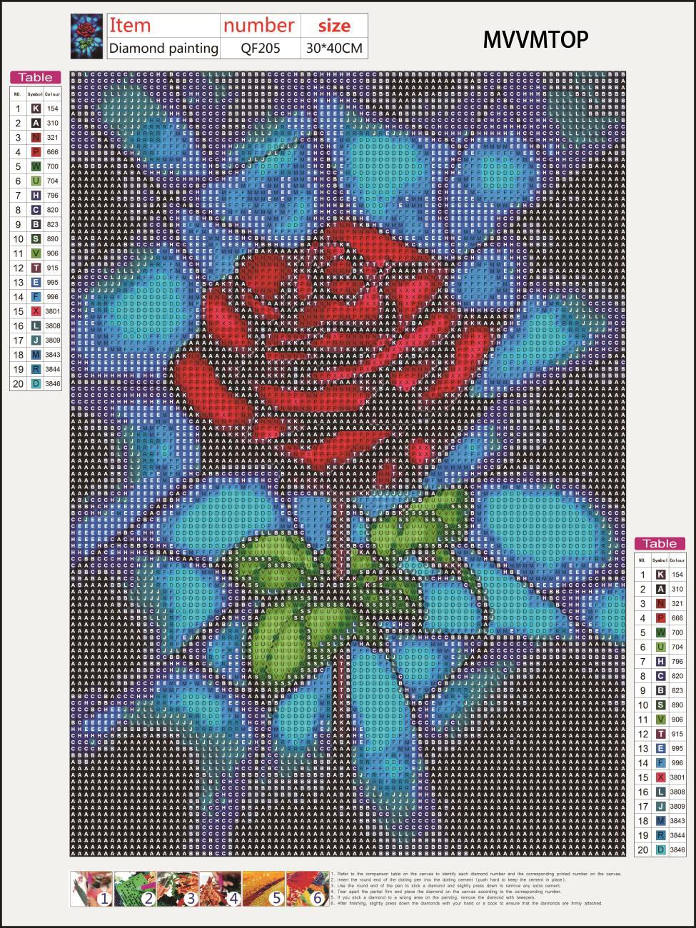 DIY 5D Diamond Painting, Diamond Embroidery Cross Stitch Kit Red Rose Flower 5D Diamond Rhinestone Painting Crystals Cross Stitch Picture Arts Home Decor (Red Rose, 30x40cm/11.8x15.8in) MVVMTOP