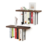 BUTUNITA Floating Bookshelves for Wall, Rustic Wood Hanging Wall Bookshelf, Upside Down Book Shelf and Wall Mounted Bookshelves for Home Decor in Bedroom, Living Room, Carbonized, 2 Pack BUTUNITA