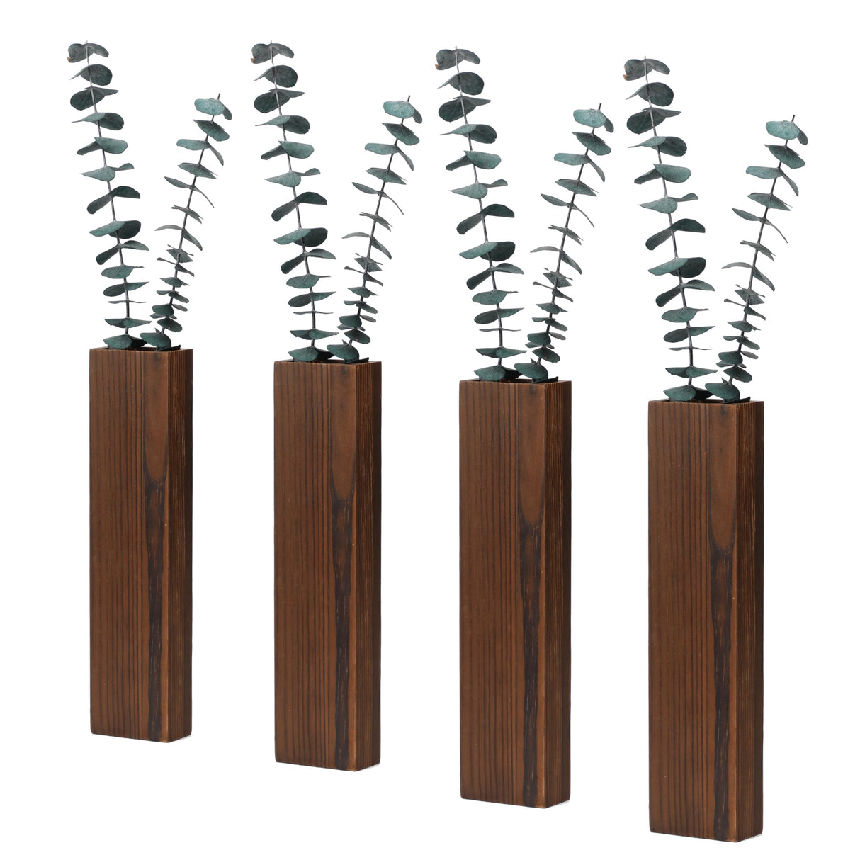 Wood Wall Planter 4 Pack Wall Decor for Artificial Flower Plants Wooden Plants Holders Wall Plant Pocket Vase Hanging for Living Room Bedroom Dining Rmeosye