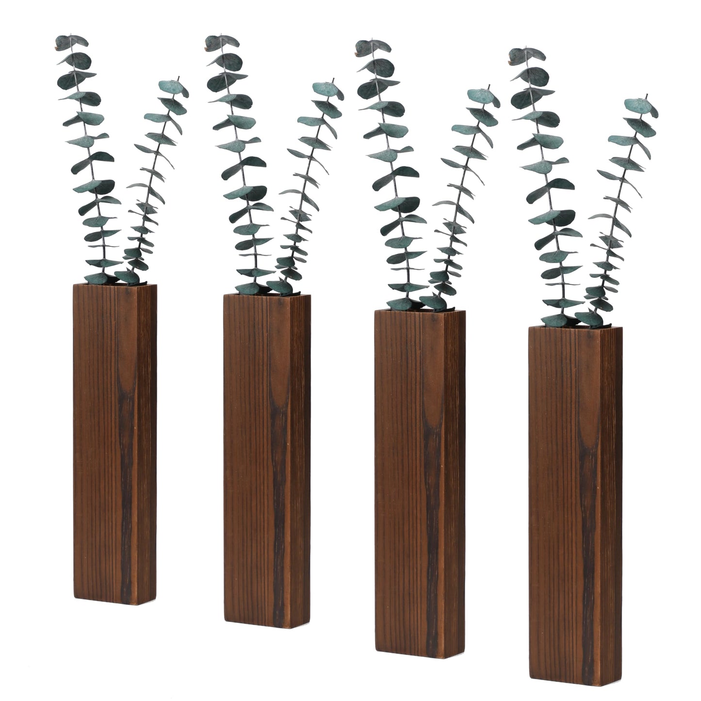 Wood Wall Planter 4 Pack Wall Decor for Artificial Flower Plants Wooden Plants Holders Wall Plant Pocket Vase Hanging for Living Room Bedroom Dining - WoodArtSupply