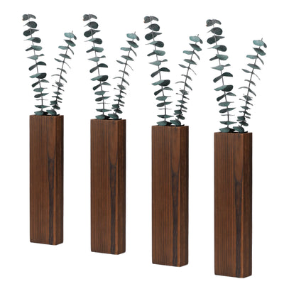 Wood Wall Planter 4 Pack Wall Decor for Artificial Flower Plants Wooden Plants Holders Wall Plant Pocket Vase Hanging for Living Room Bedroom Dining