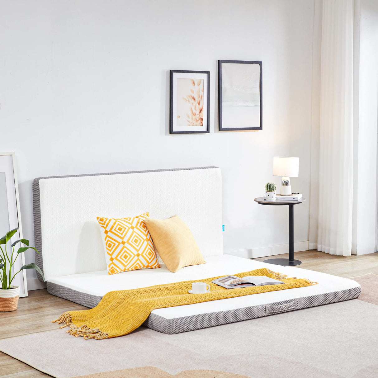 Kingfun Memory Foam Folding Mattress, 4 Inch Gel-Infused Foldable Floor Mattress, Breathable Tri-fold Mattress Topper with Cover, Soft Folding Foldable Portable Floor Guest Bed (Single) Kingfun