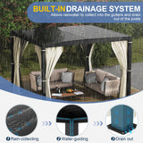 Amopatio 10' X 10' Louvered Pergola, Aluminum Outdoor Pergola with Adjustable Rainproof Roof, Metal Patio Hardtop Gazebo for Backyard, Deck, Garden (Khaki Curtain) Amopatio