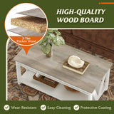 WLIVE Coffee Table, 43" Living Room Coffee Table with Storage Shelf, Center Table for Living Room, Bedroom, Office and Balcony, White WLIVE