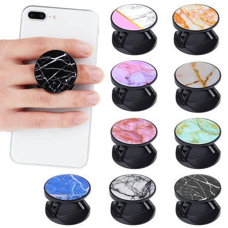 Honoson 9 Pieces Cell Phone Grip Holder Collapsible Phone Holder Colorful Self-Adhesive Finger Ring Sublimation Phone Holders for Smartphone and Tablets (Marble) Honoson