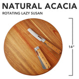 ORIDOM Acacia Wood Lazy Susan, Wood Turntable Tray Cabinet Organizer,14" oridom