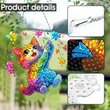 SKRYUIE Hanging Diamond Art Kits for Adults Cat, DIY Window Pendant Diamond Painting Kit Sun Catcher, Special Shaped Crystal Acrylic Double Sided, Porch Outdoor Garden Ornament 7.72 x 7.37 Inch SKRYUIE