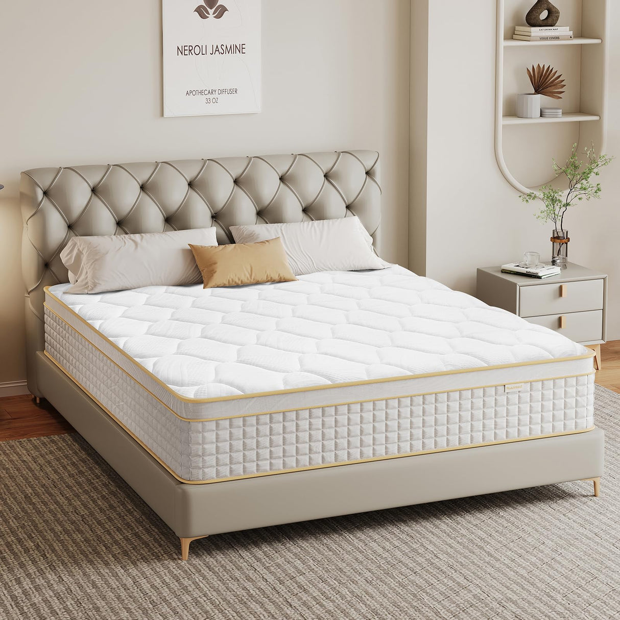 Ruanrest Queen Mattress 12 inch, Hybrid Mattress in a Box with Memory Foam and Pocket Springs for Pressure Relief, Medium Firm Queen Size Mattress, Motion Isolation, CertiPUR-US. Ruanrest