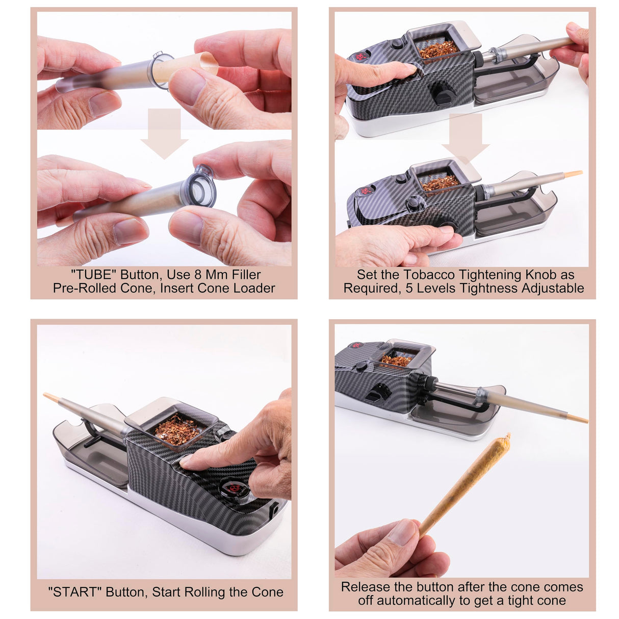 Electric Cones Rolling Machine, Automatic Cigarette Rolling Machine, Pre Roll Machine for King Size, Automatic Pre Rolled Cones Filling Maker + Pre-roll Cone Holder Cigarette Case Cyt1tone